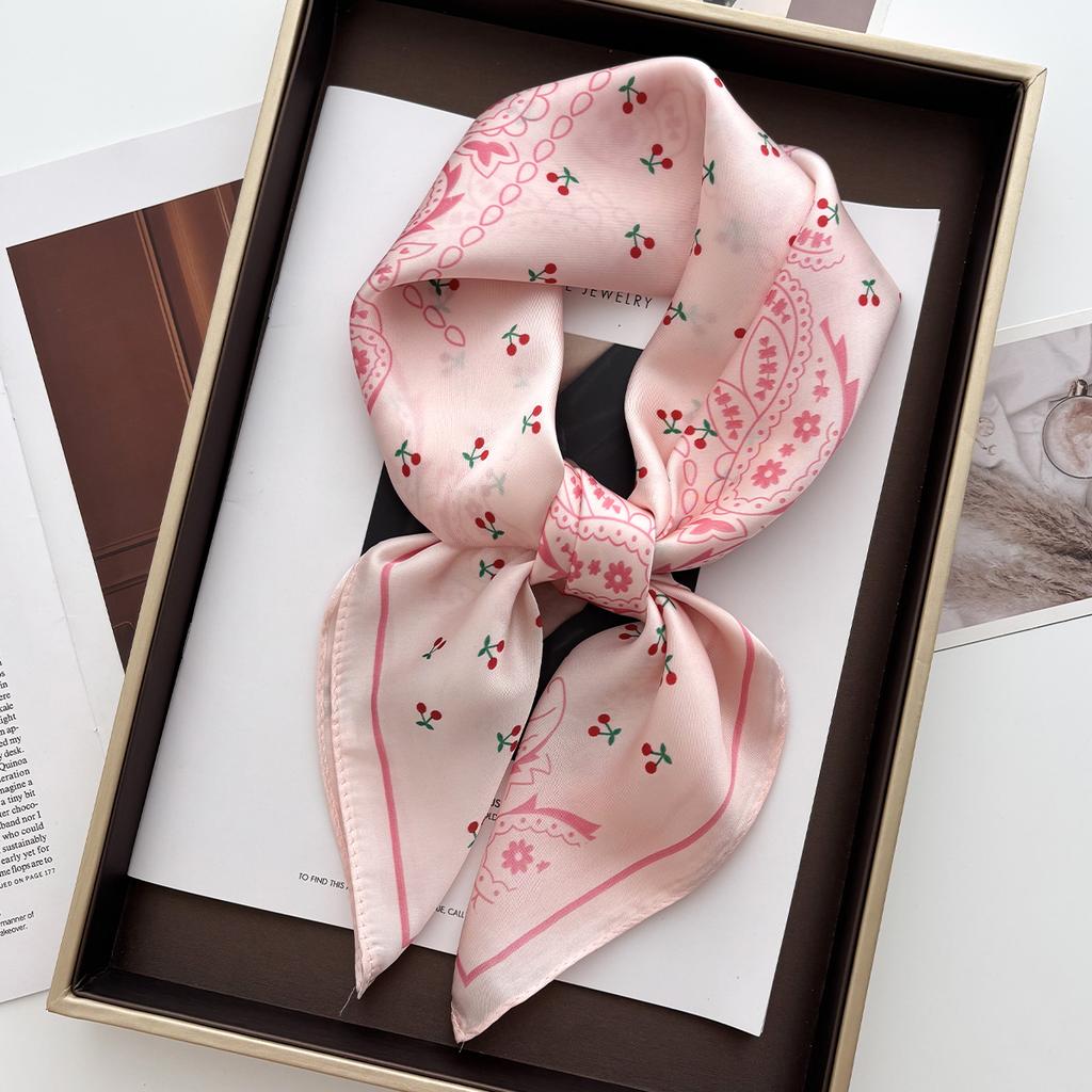 Luxury Design Print Square Scarf Women Soft Hairband Neckerchief Hijab Headband Foulard Bag Ribbons Gift 70*70cm Bandanas
