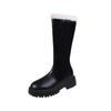 Fashion Thickened Long Tube Boots Women's Autumn Winter New Fashion Fleece Lined Zipper Back Riding Boot Knee High Rubber Outsole