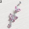 Fashion Rhinestone Butterfly Dangle Belly Navel Curved Button Barbell Ring