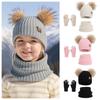 3Pcs/ Set Knitted Cap Kids Hat Scarf Gloves Set Pompom Knitted Hats  Snow Activities