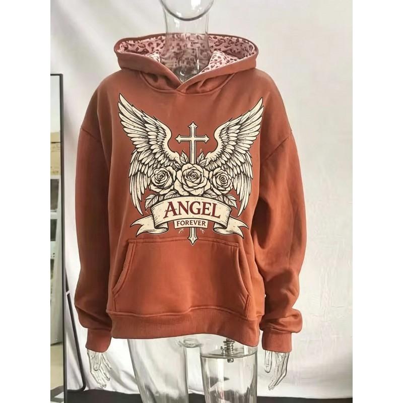2026 Fall Winter Gothic Streetwear Hoodie Men Loose Fit Cotton Print Sweatshirt Casual Daily Wear