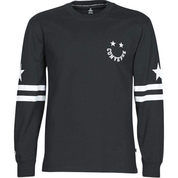 Converse Стильная cheerful футболка в стиле varsity для мужчин, черная, 10018355-A04