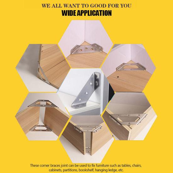5Pcs/Set Fixed Brackets Right Angle Thickened Stainless Steel Electroplating Chair Corner Brackets Furniture Repairing