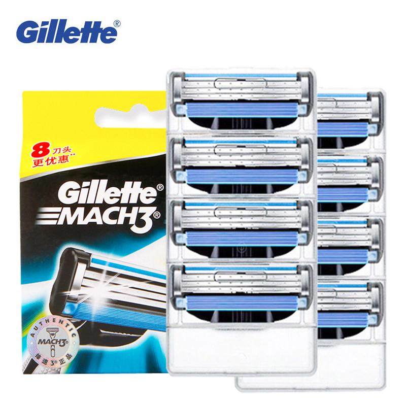 Gillette Mach3 мужское лезвие для бритья для лица, безопасное Mach 3, бритва для лица, 8 шт., ручные лезвия для бороды