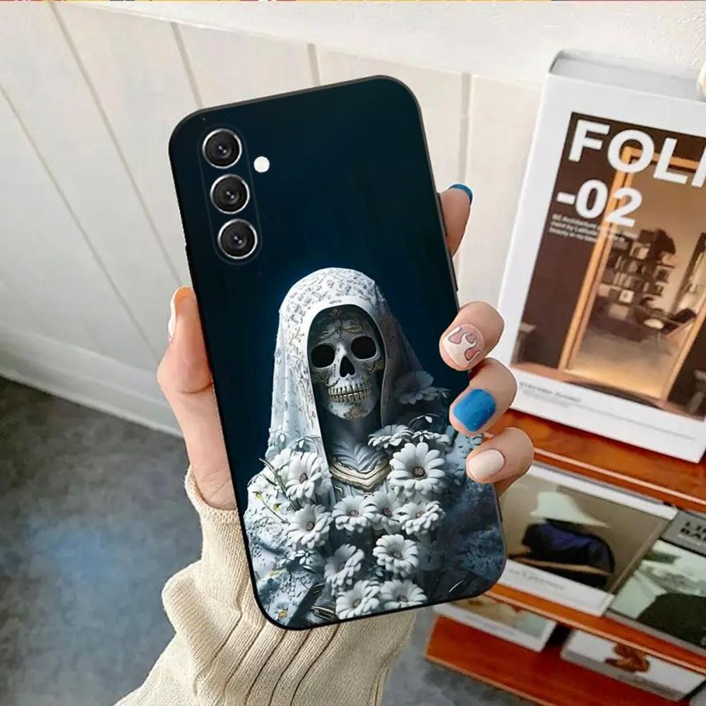 Чехол для телефона Санта Муэрте для Samsung Galaxy A13,A21s,A22,A31,A32,A52,A53,A71,A80,A91 Мягкий черный корпус