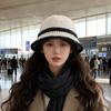 Versatile basin hat Korean face small bucket hat plain striped knitted bucket hat tide