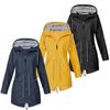 Women Solid Rain Jacket Outdoor Waterproof Hooded Windproof Loose Coat Plus Size Outwear
