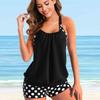 Women's Swimwear Tankini 2 Piece Swimsuit Red Dots Print Vacation Bathing Suits
