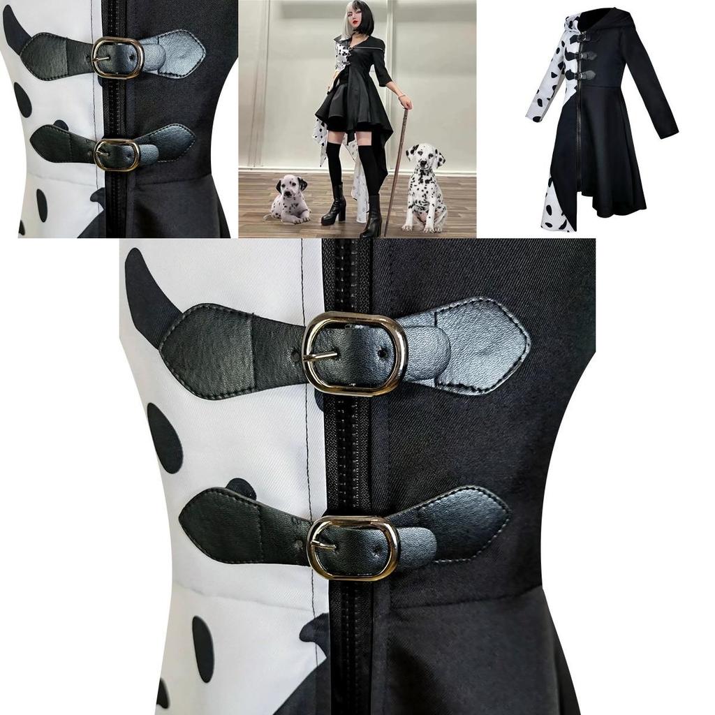 Cosplay Dress Inspired By 101 Dalmatians Black And White Witch Cruella De Vil
