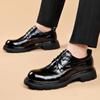 Fashion Men Leather Shoes Platform Oxfords Lace Up Thick Tottom For Male Derby Shoes Casual Oxfords Mens Square Toe Formal Dress Shoes