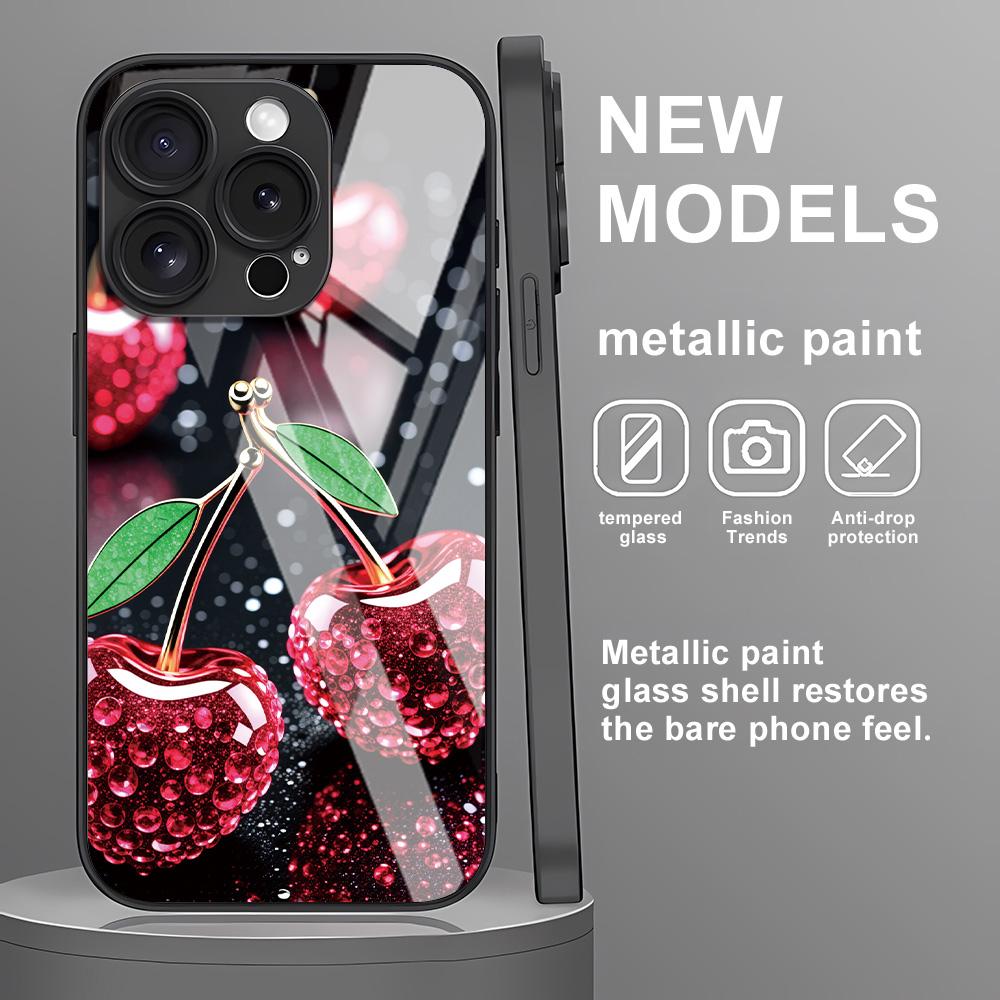 Чехол для Samsung Galaxy S26 Ultra Чехол Samsung S25 Ultra S24 S26 Plus S23 S22 S21 FE S20 FE Чехол с вишневым узором Жесткая задняя крышка из стекла