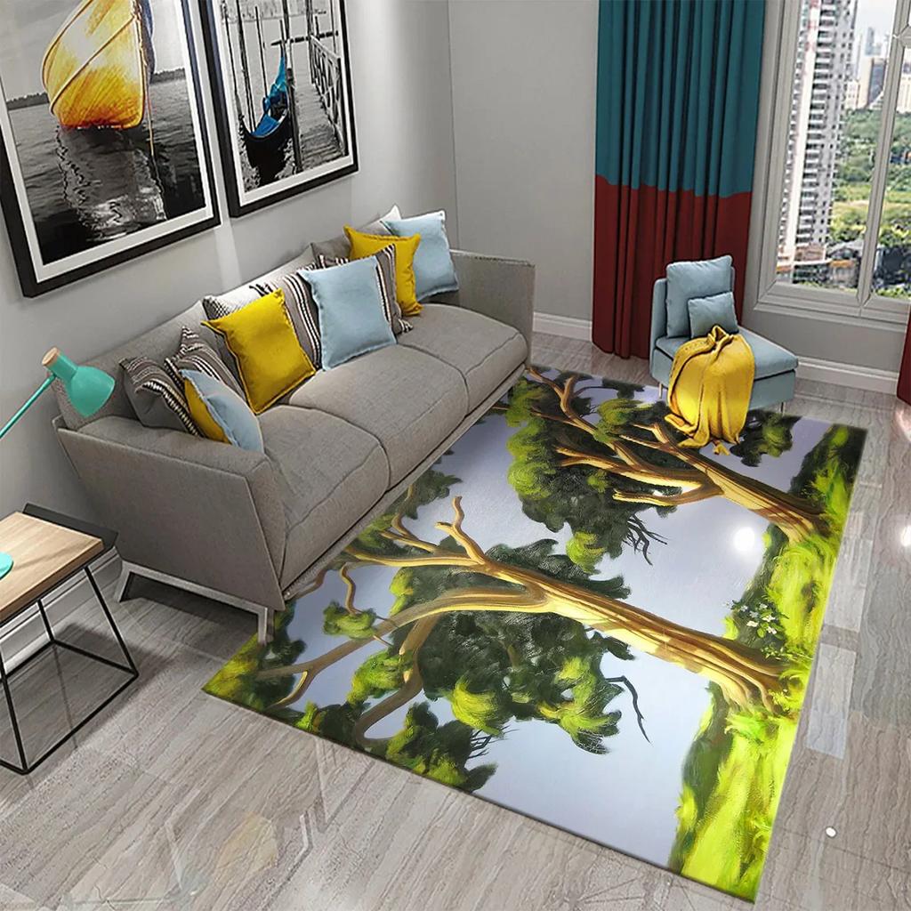 Colorful Tree Abstract Oil Painting Carpet Living Room Bedroom Decor Rug Room Floor Mats Kitchen Bathroom Entrance Non-slip Mats