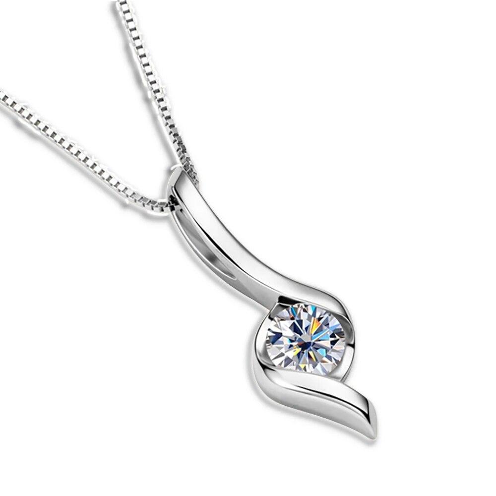 Real D Color 1 Carat Moissanite Pendant Necklace For Women S925 Sterling Silver Plate Pt950 Clavicle Chain Jewelry