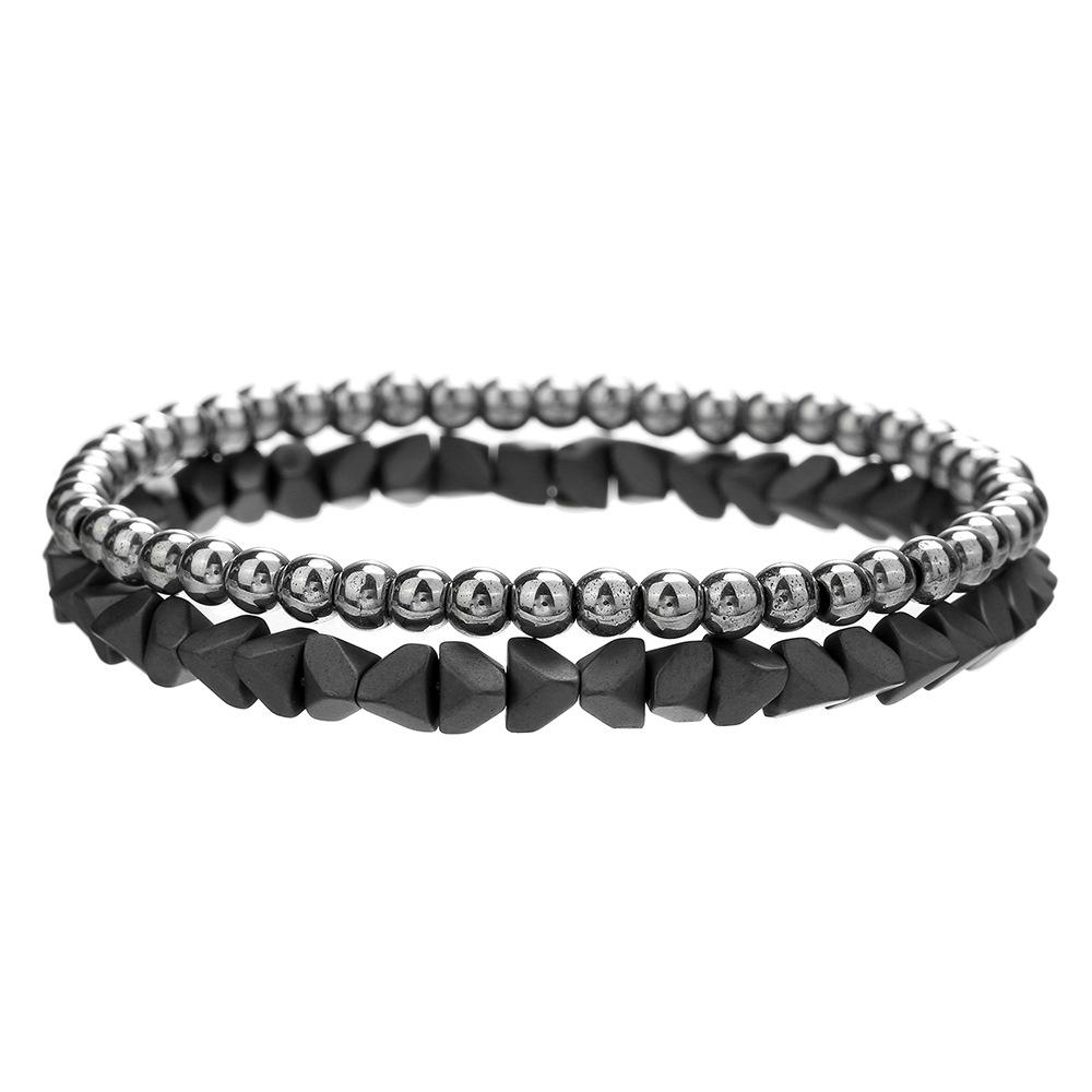 European and American hand jewelry niche design sense metal wind black gallstone bracelet sweet cool beaded stacked wearing couple bracelet