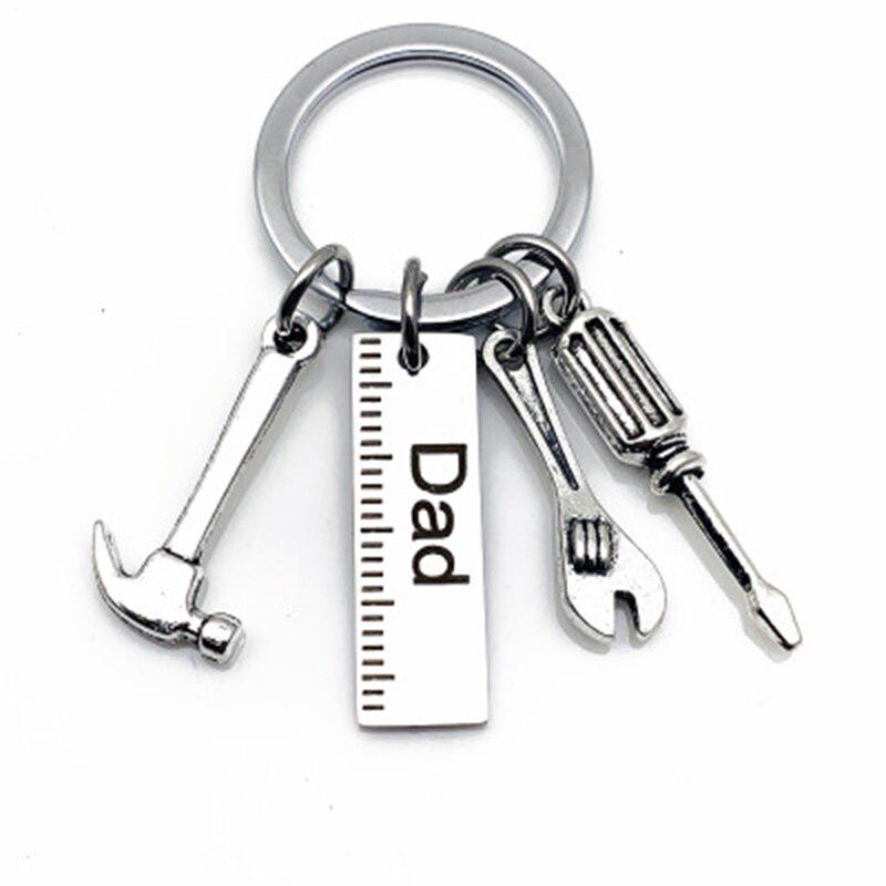 Dad Letters Keychains Creative Hammer Screwdriver Wrench Keyring Handbag Decor Tassel Hanging Pendant Father's Day Gifts ADM