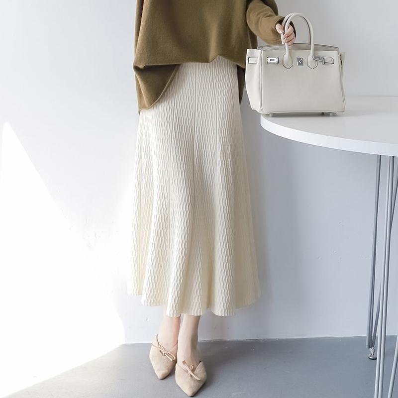 Женские узкие трикотажные юбки, элегантные длинные юбки-макси А-силуэта, корейская мода, повседневная юбка-миди Faldas