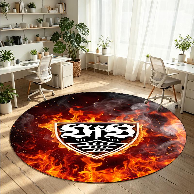 VfB Stuttgart Football Printed Round Crystal Velvet Rug Soft Non Slip Floor Carpet For Bedroom Holiday Gift