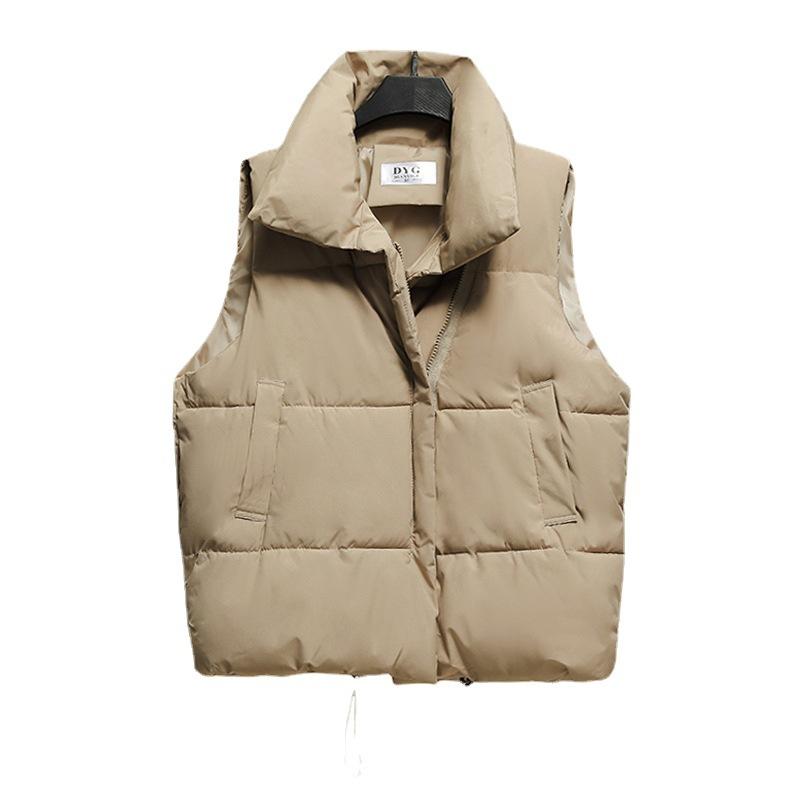 Жилет женский куртка 2024 зима новый воротник-стойка без рукавов повседневный свободный теплый пуховый жилет из хлопка прилив