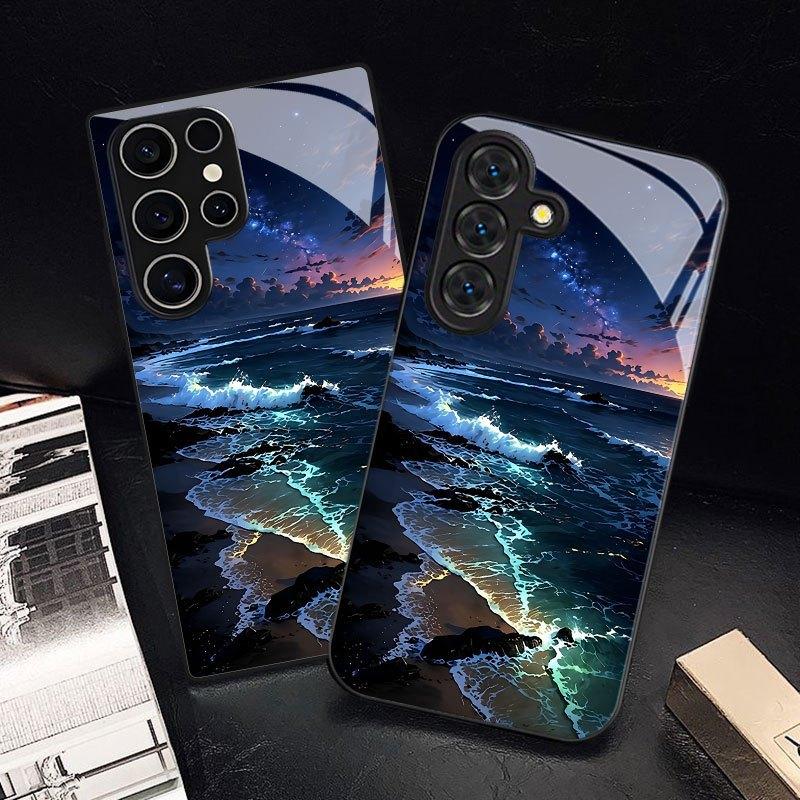 Чехол для мобильного телефона Samsung S26ULTRA S25 Звездное небо Пляж Ночной вид S24 Закаленное стекло A16 Защитный чехол A07