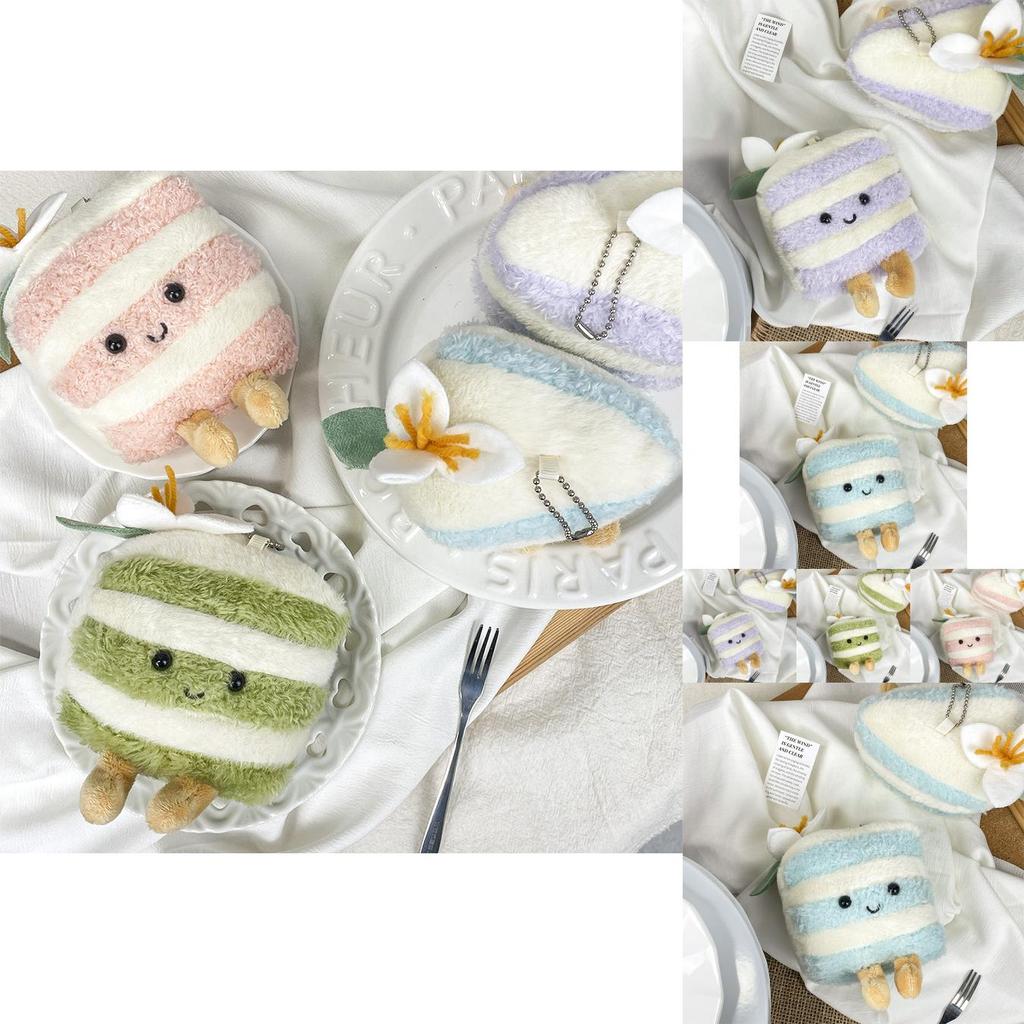 Очаровательный плюшевый брелок в виде треугольного пирожного в грязно-пурпурных, матча и клубничных цветах