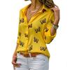 English Fashion Shirt With Butterfly Print And Spandex For Casual Wear