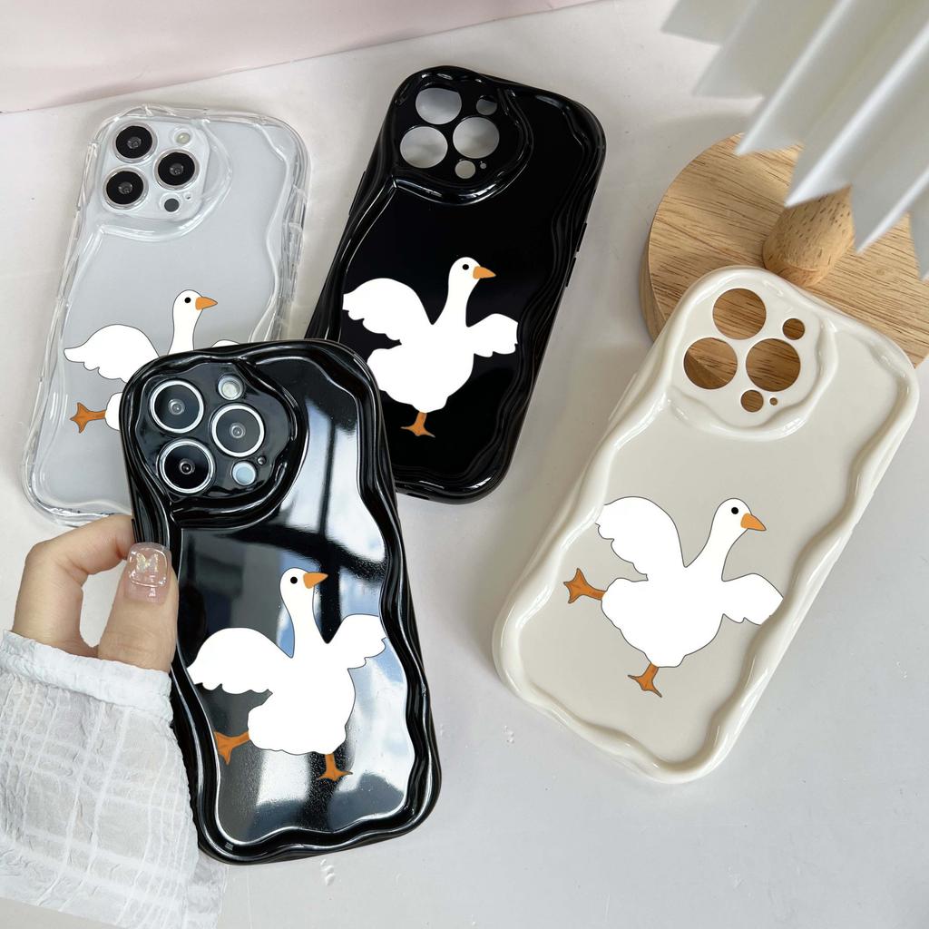 N11 DUCK DUCK Wavy Phone Case for iPhone 15 14 13 Pro Max Samsung S24 S23 Ultra A54 A14 A12 Xiaomi Redmi 13C Huawei Honor Soft Back Cover