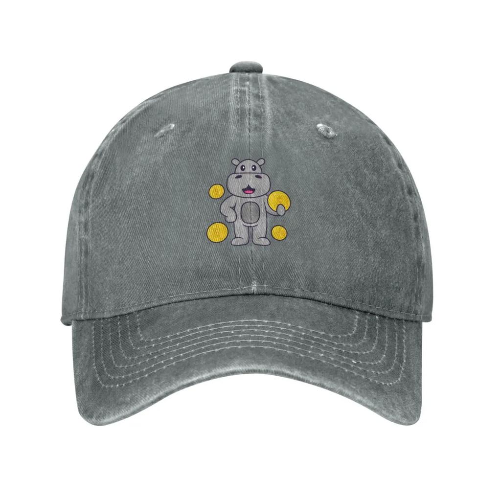 Cute Hippo Holding A Coin Baseball Cap for Men Women Vintage Trucker Hat Golf Hats Dad Caps