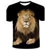 Мужские футболки с рисунком животных на весну и лето, модная футболка с принтом льва, круглым вырезом и коротким рукавом, 3D футболка