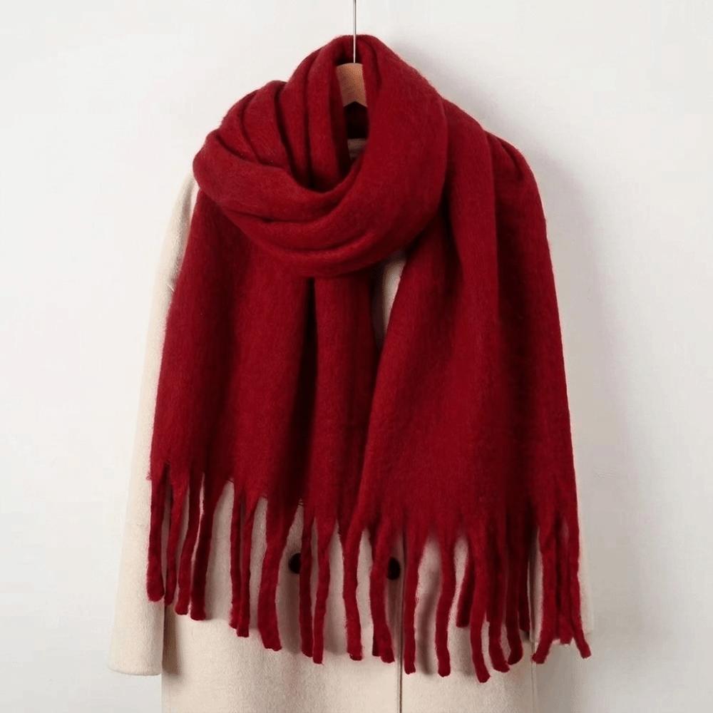 Tassel Winter Wool Scarf Plush Long Shawl Elegant Faux Cashmere Scarves Girl