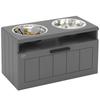 Raised Dog Bowl With Slow Feeder Two Stainless Steel Dog Bowls Drawer For Large And Extra Large Dogs Grey