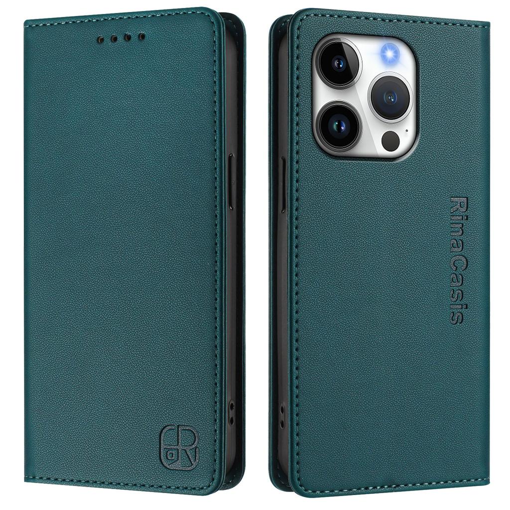 For iPhone 16 Pro Leather Case RINACASIS RC01 Phone Cover with RFID Blocking Wallet Stand