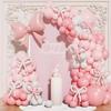 149 Pieces White Maca Pink Bow Balloon Wreath Arch Set Wedding Bride Engagement Bachelorette Party Pink