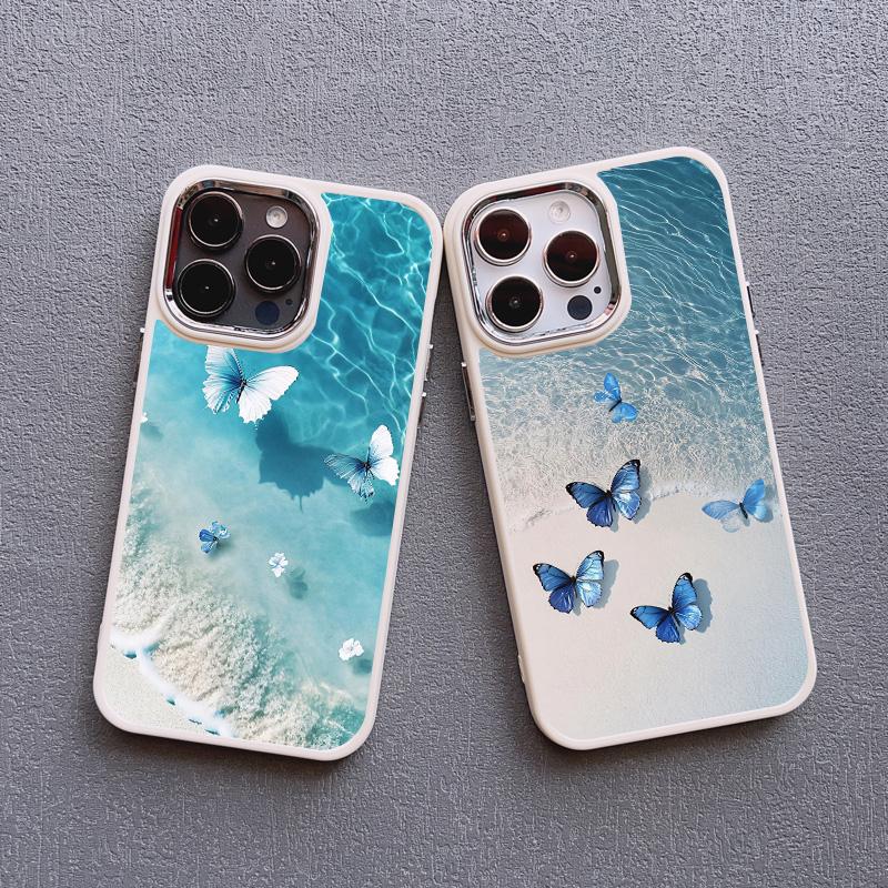 Синий Бабочка Океанские Волны Чехол для Телефона Для iPhone 14 13 12 11 Pro Max 16 15 Pro Max Plus 7 8 Plus SE 2020 XR XS X Силиконовый Чехол