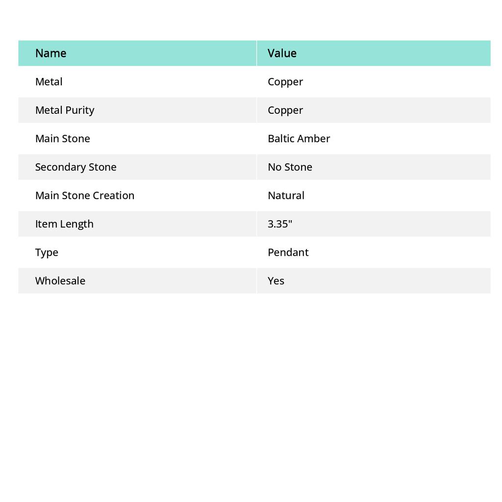 Natural Baltic Amber Gemstone Copper Wire Wrap Jewelry Pendant 3.35" U1B36