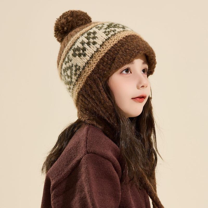 Winter Autumn Unisex Kids Knit Hat Earflap Warm Windproof Cap