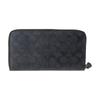 COACH wallet Accordion ong accordion print wraparound zip closure Coated canvas and smooth calfskin Men's Charcoal Bronze and charcoal and black