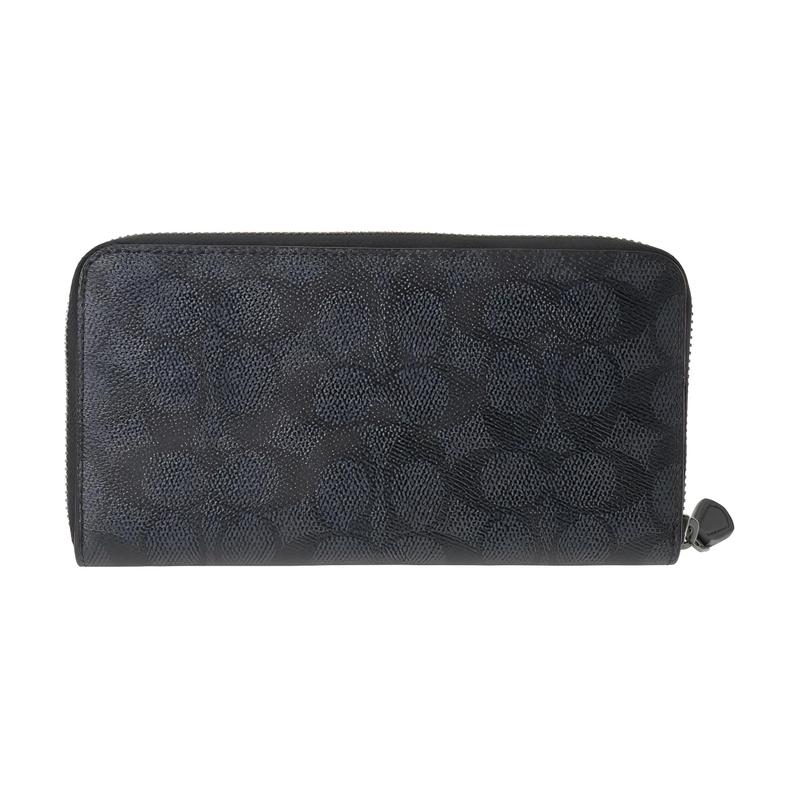 COACH wallet Accordion ong accordion print wraparound zip closure Coated canvas and smooth calfskin Men's Charcoal Bronze and charcoal and black
