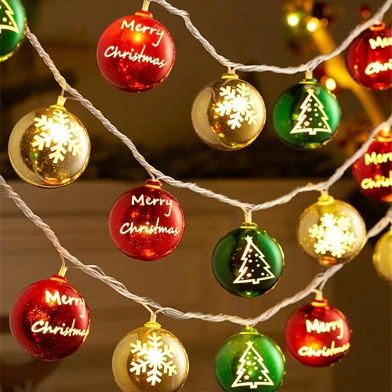 Christmas Decorative Lights String Christmas Balls Stars Garland Battery-operated Garland Xmas Tree New Year Home Decor