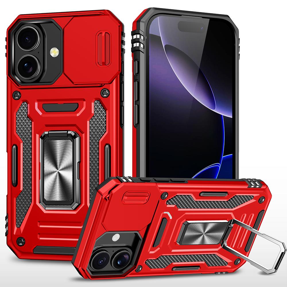 For iPhone 17 Case Kickstand Slide Lens Lid PC+TPU Drop