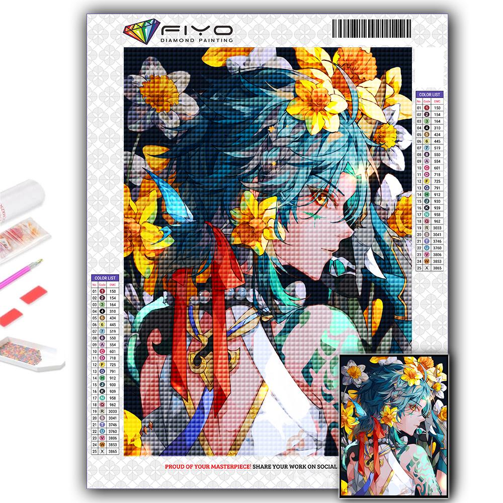DIY 5D алмазная живопись Genshin и цветок, набор для вышивки крестом, полная дрель, вышивка, мозаика, художественная картина, стразы, подарок