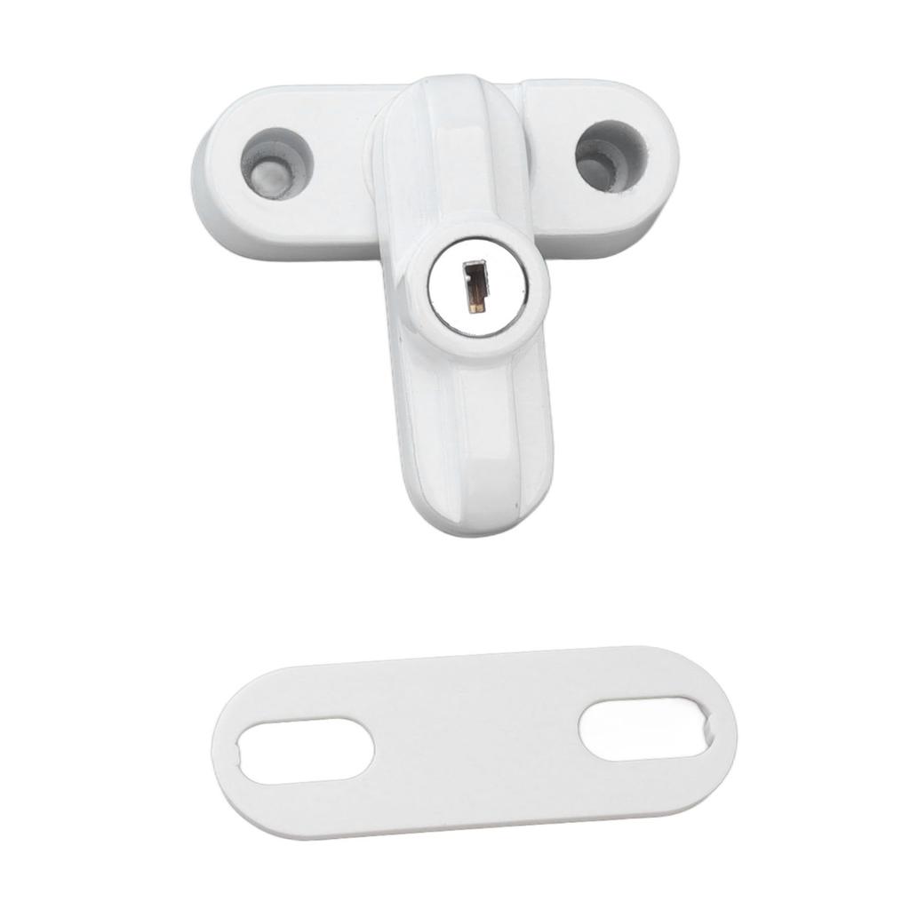 External Window Lock Catch Aluminum Alloy Anti Theft Flat Window Buckle Lock for Single Double Windows White