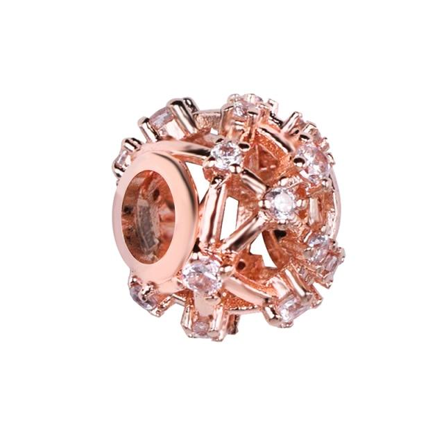 925 Sterling Silver Colorful Beads Transparent Shiny Row Clip Charm Fit Women Bracelet DIY Jewelry