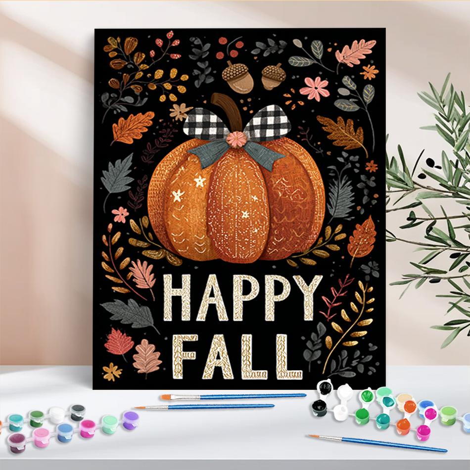 1pc Diy Paint By Numbers Kit Happy Halloween Pumpkin Halloween Gift Easy Hand Drawn Handmade Gift By Number Kits 40x50cm/16x20inch Without Frame