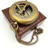 Sundial Compass, Steampunk Brass Sundial Compass, Sundial Watch with Wooden Box Brass Nautical Home Décor Gift Maritime Instrument Hiking