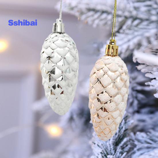 5 шт./кор., рождественские висячие сосновая шишка, блестящие многоразовые небьющиеся украшения для рождественской елки, пластиковые сосновые шишки, украшение для вечеринок