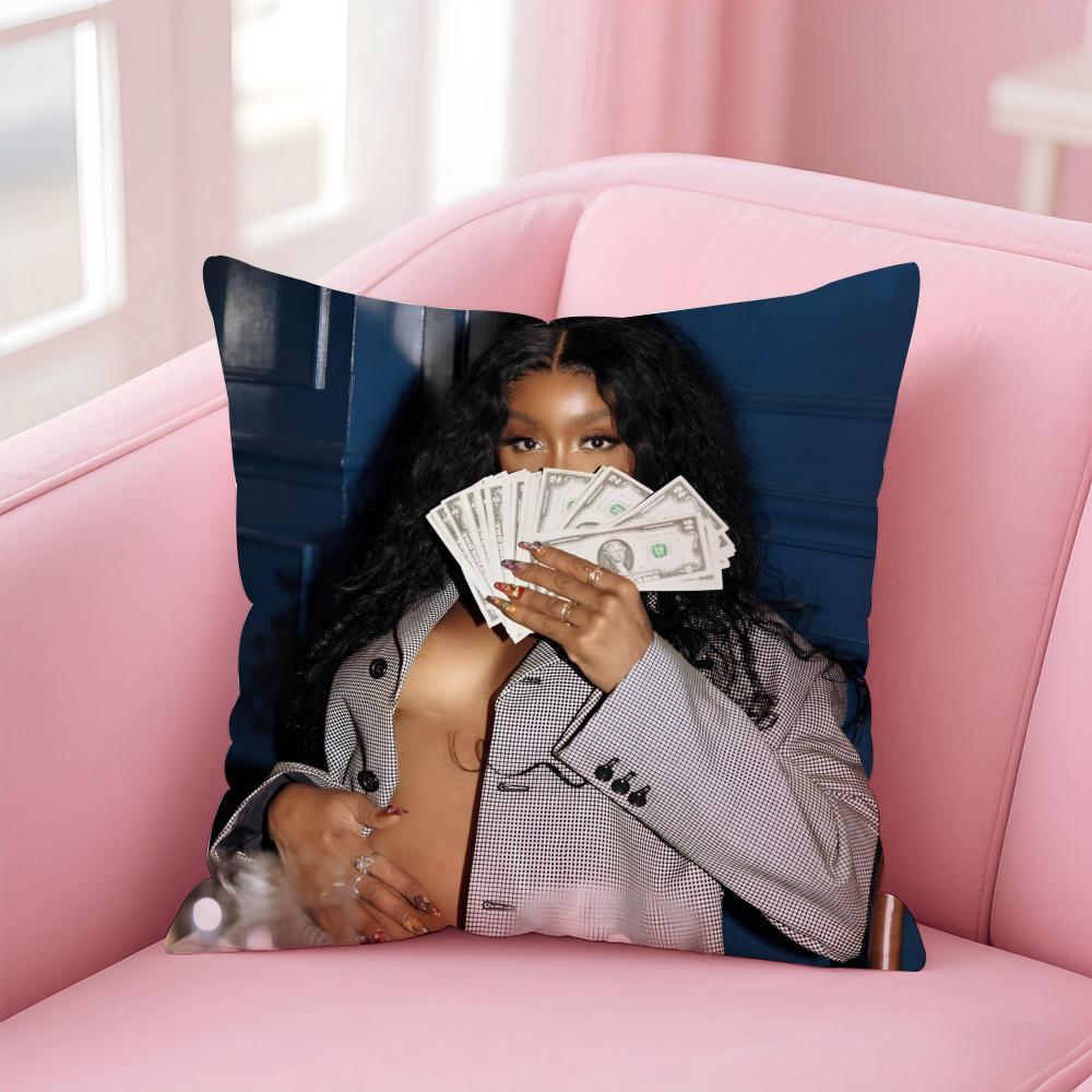 Hot Cool RB Singer SSSZA Cushion Cover Pillowcase Short Plush Invisible zipper Room Sofa Cushion Cover
