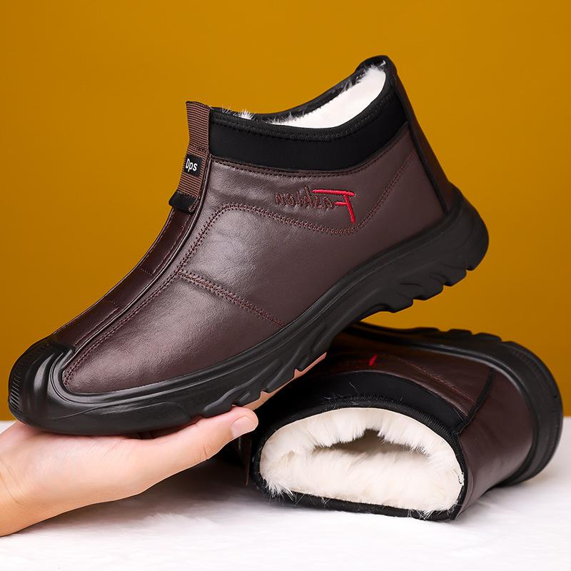 Большие размеры Старая Пекинская тканевая обувь Мужская хлопковая обувь Зимняя бархатная теплая мужская обувь Мягкая подошва нескользящая Для отцов среднего и пожилого возраста