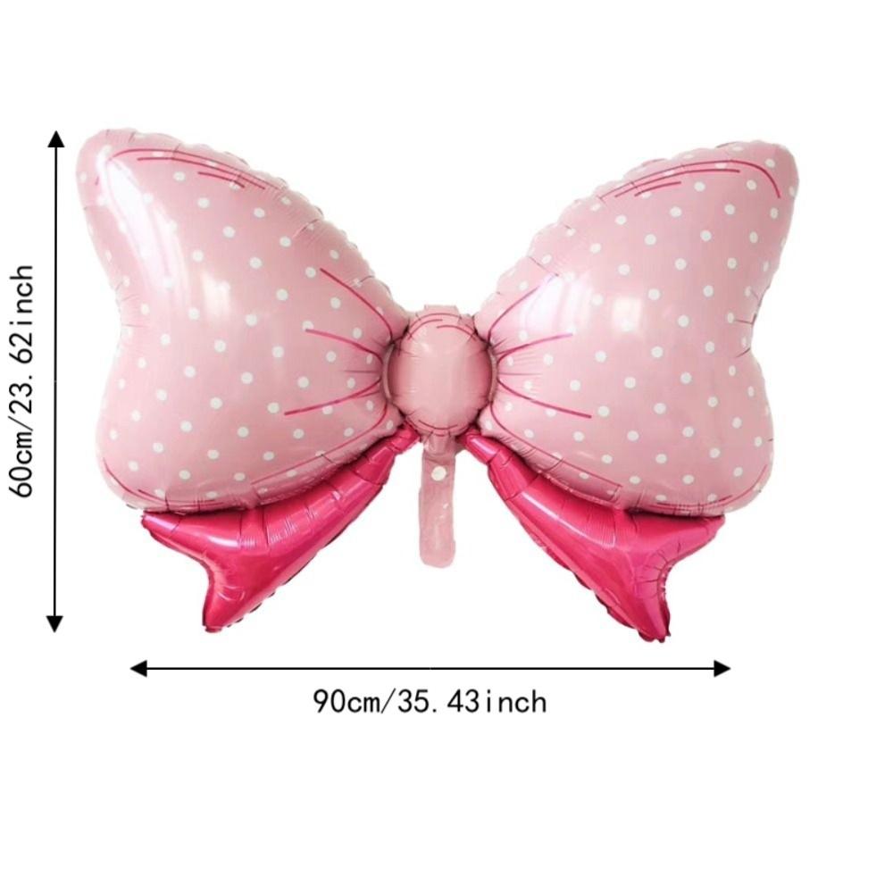 6Pcs Reusable Aluminum Foil Balloons Blue Pink Party Balloons Bow Balloons Birthday Party
