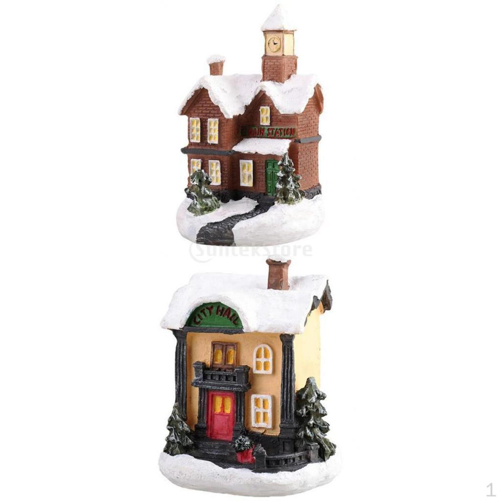 2 шт. смоляная рождественская сцена снежный домик набор настольный декор подарок