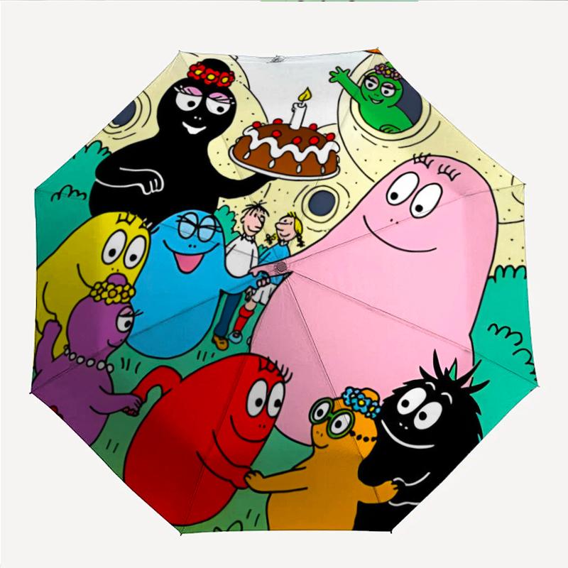 Barbapapa Fashionable Automatic Opening/Closing Folding Umbrella. Portable and Foldable, Ideal for Gift, Travel, and Daily Use.